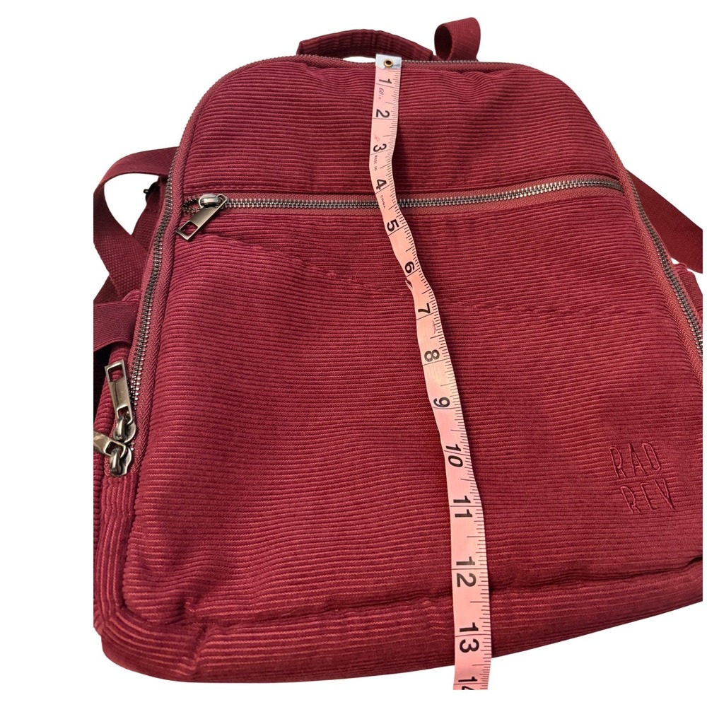 Rad Rev Burgundy Corduroy Backpack Lightning Bolt Lining Mini Diaper Bag Travel - Picture 5 of 12